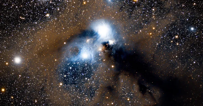 Dazzling image of a cosmic nebula with stars and gases in deep space.