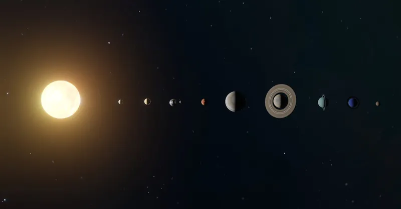 Stunning depiction of the solar system featuring planets and the sun in space.