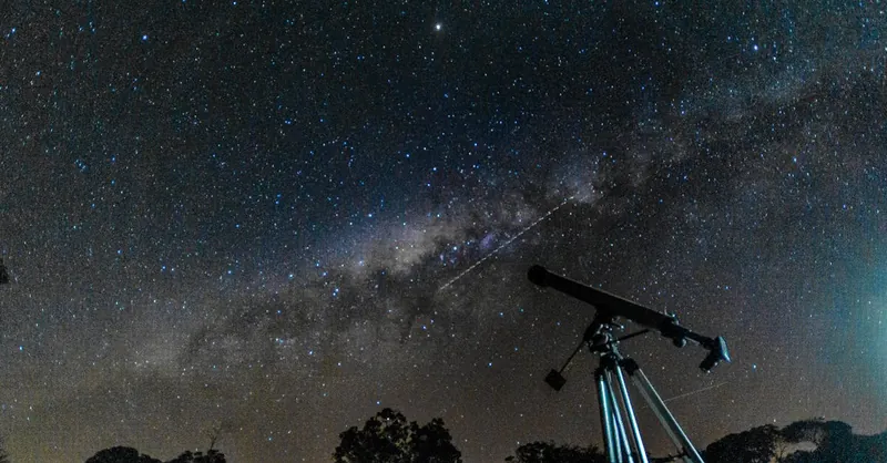 Capture of the starry sky and Milky Way with a telescope under a clear night.